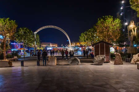 November 2018 - Tirana, Albania. City Holidays decoration for Christams and New Year.のeditorial素材