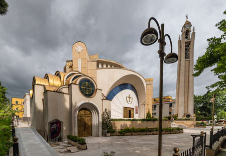 Tirane, Albania - May 2019: View of Resurrection of Christ Orthodox Cathedral, Tirana - Albania.のeditorial素材
