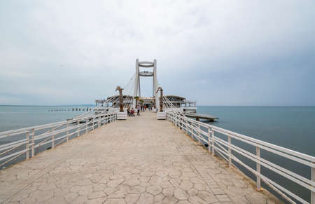 Durres, Albania - May 2019: Ventus Harbor Hotel an embankment located at Waterfront promenade in Durres city.のeditorial素材