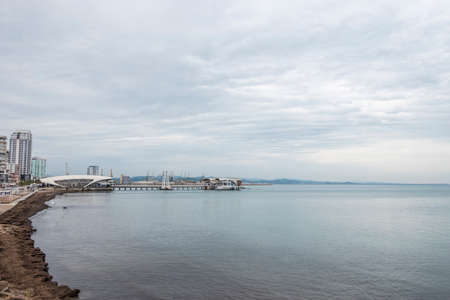 Durres, Albania - May 2019: Ventus Harbor Hotel an embankment located at Waterfront promenade in Durres city.のeditorial素材