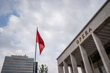 Tirana, Albania - May 2019: The Opera House Building in Tirana downtownのeditorial素材