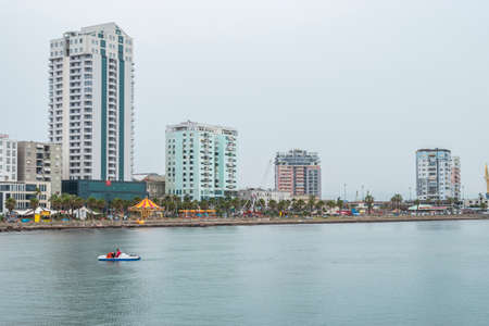 Durres, Albania - May 2019: View of the playground located at Waterfront promenade.のeditorial素材