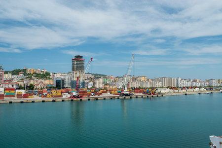 Durres, Albania - June 2019: View of Durres Port.のeditorial素材