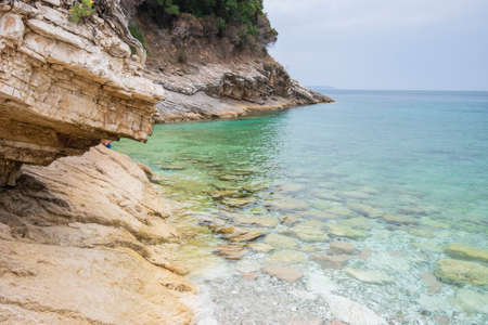 View of the rocky shore of Pulebardha beach (Seagull beach).