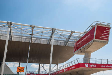 Tirana, Albania - July 2019: Tirana International Airport Nene Tereza.