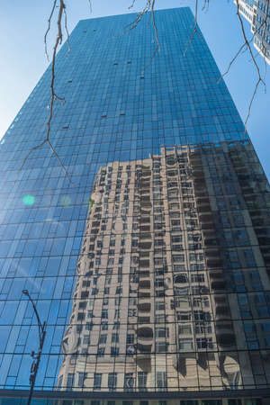 Looking up at a Chicago skyscraper