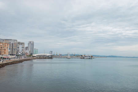 Durres, Albania - May 2019 Ventus Harbor Hotel an embankment located at Waterfront promenade in...