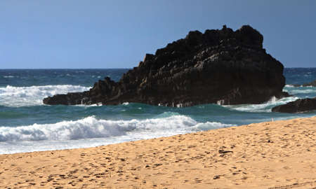 Coast in Portugal - rocky beach in Almosaeme