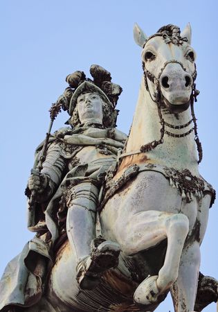 Knight's statue at the Plaza de Commercio in Lisbon / Portugal.の写真素材
