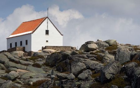 House on the top of the mountain. Picture taken in Serra de Estrela mountains.の写真素材