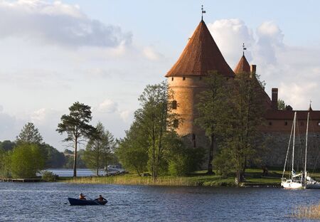 Castle by the lake. Picture taken in Trakai / Lithuaniaの写真素材