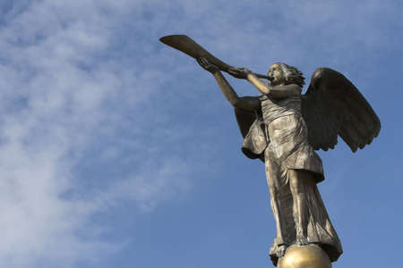 Sculpture of the trumpeter. Picture taken in Vilnius / Lithuaniaの写真素材