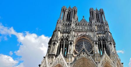 Cathedral of crownings of the French kings in Reims.の写真素材