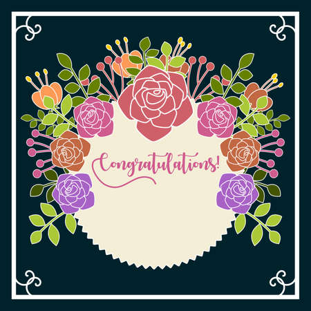 Congratulations card with floral motifのイラスト素材