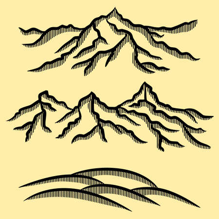Isolated and stylized mountain elements Vector illustration.のイラスト素材