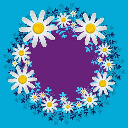 Frame with wreath of stylized flowersのイラスト素材