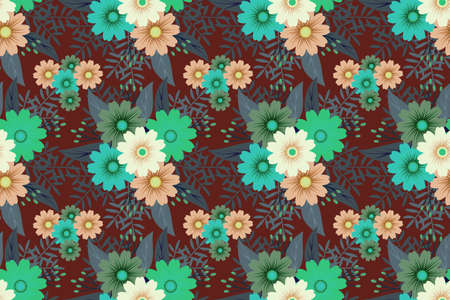 Background with seamless floral pattern. Vector illustration.