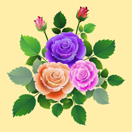 Frame with floral design with bouquet of roses. Vector illustration.のイラスト素材