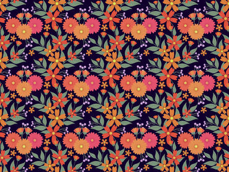 Background or wallpaper with repeated floral pattern and seamless. Illustration. Ideal for stamping...
