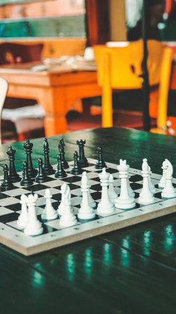 Chess pieces on the board, vintage tone. Selective focus.の写真素材