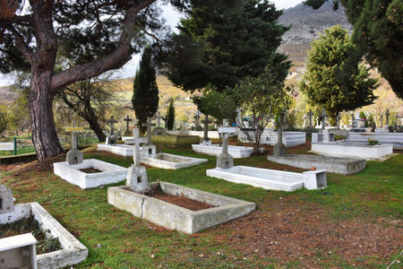 GÃ¶kÃ§eada, Imbros Island Canakkale November23, 2019 .Ancient Greek Orthodox Cemetery in GÃ¶kÃ§eada Turkey. Imbros Island. Lansdcape, Historical.のeditorial素材