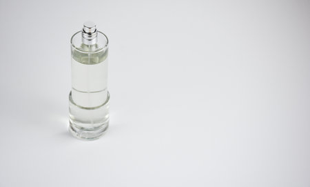 Perfume bottle isolated on white background. Perfumery product.