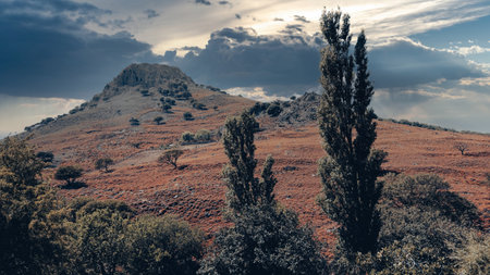 Landscape in the desert of Crete, Greece. HDR imageの写真素材