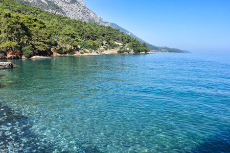 Karya Akbuk beach near Marmaris resort town in Mugla province of Turkeyの写真素材