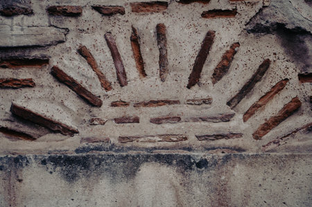 Waterway motif in Turkish and Islamic art on the wall of an old Ottoman madrasa. Ottoman period classical motif art with effect of byzantine architectureの写真素材