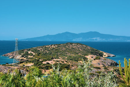 View of the Foca Canak bay from the top of the hill Turkeyの写真素材