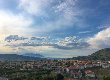 Panoramic view of the Gokceada island, Canakkale, Turkeyの写真素材