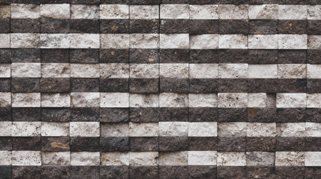 Several rows of a rough textured concrete block wall as background, wallpaper. Stone wall background...