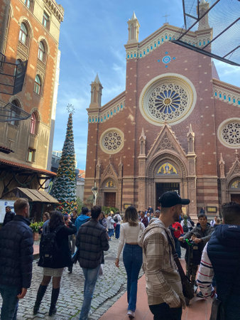 Istanbul, Turkey Dec 20,2022: Exterior view of the Saint Anthony of Padua (St. Antoine Church), the largest Roman catholic cathedral in Istanbul. Beyoglu district.のeditorial素材