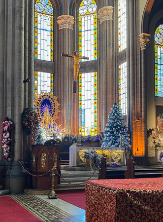 Istanbul, Turkey Dec 20,2022: Exterior view of the Saint Anthony of Padua (St. Antoine Church), the largest Roman catholic cathedral in Istanbul. Beyoglu district.のeditorial素材