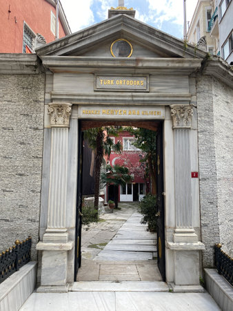 Istanbul, Turkey April 19, 2023 Entrance and front view of the Independent Turkish Orthodox Patriarchate-Church. Turkish Orthodox Patriarchateのeditorial素材