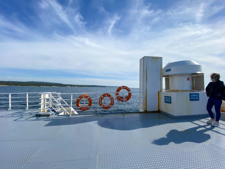 Canakkale, Turkey- May 13, 2019: GÃ¶kceada(imbros) transportation is made by ferry departing from Kabatepe harborのeditorial素材