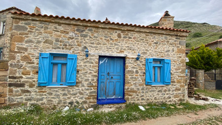 Gokceada, Turkey - May 18, 2023; Old Bademli is a famous historical village in Gokceada (Imbros) island, Aegean Sea, Gokceadaのeditorial素材