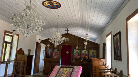 Gokceada, Canakkale, Turkey, May 28, 2023: The Church of Constantine and Helena, one of the historical churches of Gokceadaのeditorial素材