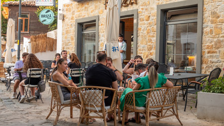 GÃ¶kÃ§eada, Ãanakkale, Turkey, July 27, 2023:Turkey's largest island is a ltouristic fishing village. GÃ¶kÃ§eada is full of beaches, historic stone houses, taverns and cafe shops.のeditorial素材