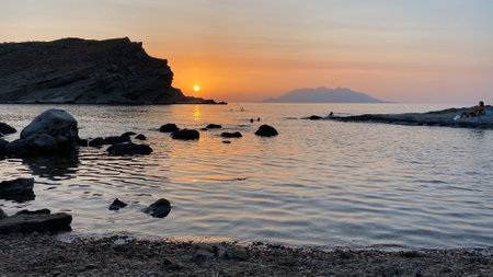 Sunset on the island of Gokceada, Turkey. Panoramaの写真素材