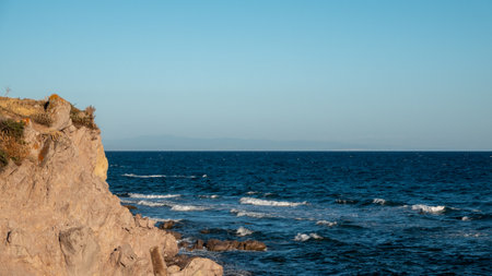 Rocky coast of the Black Sea in Crimea, Ukraine. Beautiful natural backgroundの写真素材