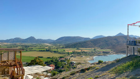 Kalekoy harbor view from Kalekoy castle, Gokceada (Imbros), Canakkale, Turkeyの写真素材