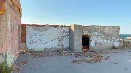 ruins of a very heavily polluted industrial factory, place was known as one of the most polluted towns in Europeの写真素材