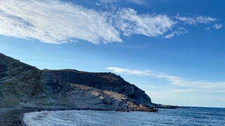 Yildizkoy beach view in Gokceada, Canakkale, Turkey.Yildizkoy is one of the most touristic beaches in Gokceada. Canakkale Turkeyの写真素材