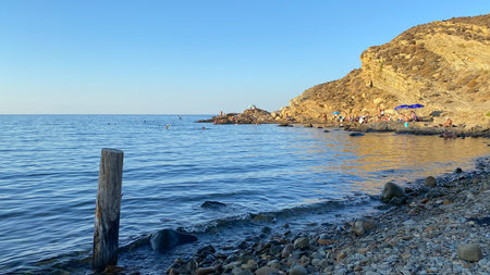 Yildizkoy beach view in Gokceada, Canakkale, Turkeyの写真素材