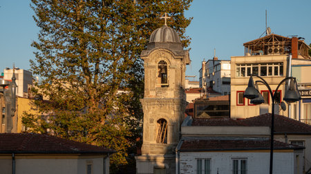Bell Tower Of Ayia Efimia Greek Orthodox Church in autumn Kadikoy, Istanbul, Turkey in autumnの写真素材