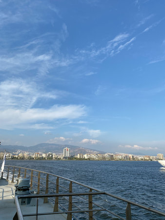 Izmir, Turkey, Sep. 11, 2023: Passenger ferry of Izmir Metropolitan Municipality in Izmir Gulf. Izmir is one of the tourist districts of Turkey.のeditorial素材