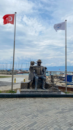 Burhaniye, Balikesir, Turkey, October 15, 2023: City center of Burhaniye in autumn day. Burhaniye is a coastal town and district of Balikesir Province in the Aegean of Turkeyのeditorial素材