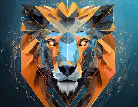 Abstract polygonal head of a lion. polygon illustrationの素材