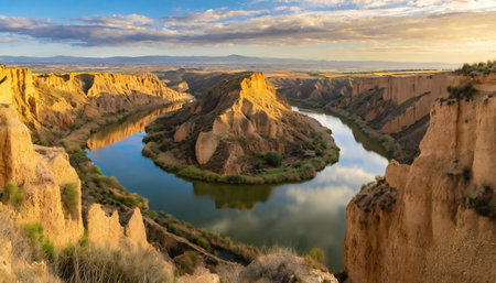 Panoramic view of the Colorado River at sunrise, USA.の素材